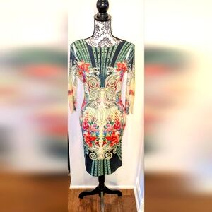 Backless Bodycon Dress w/Sheer Sleeves